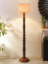 Multicolor Cotton Wooden Floor Lamp